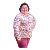 Pijama Longo Feminino Plus Size 100% Algodão