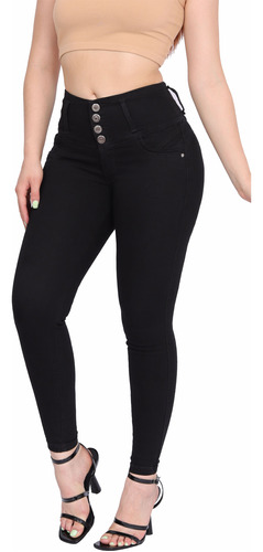 Umarah® Jeans Dama Mezclilla Stretch Negro Push Up Ngls1