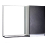Espelho Para Banheiro Armário Preto E Branco Puxador Metal