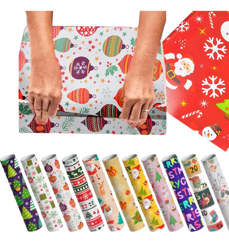 10pzs Papel Para Regalo Navideño