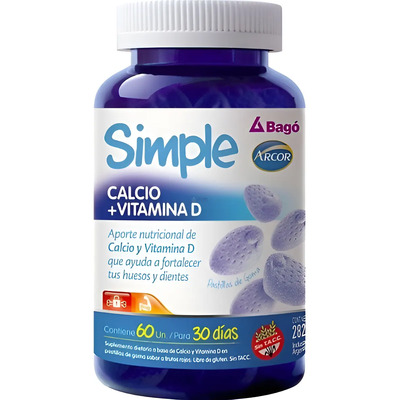 Simple Calcio + Vitamina D 60 Pastillas Huesos Dientes Bago | Envío gratis