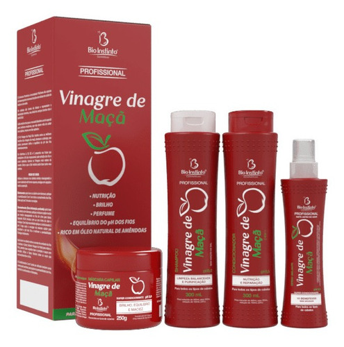 Atacado 4 Shampoo Condicionador Vinagre Maçã Bio Instinto