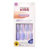 Uñas Glue-on Kiss Glam Fantasy - Parasol Morado Tornasol