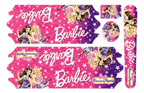 Adesivo Bicicleta Infantil Barbie Pop Star Menina Estrela.