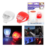 Kit 2 Luces Bicicleta Silicona Led Blanca + Roja Pilas Luz