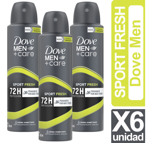 Desodorante Dove Men Sport Active + Fresh Pack De 6 Unidades