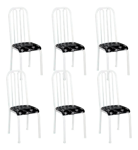 Conjunto Kit Jogo C/  6 Cadeiras Tubular Aço Montreal Branca