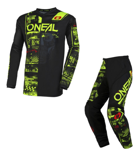 Traje Oneal Element Attack Motocross Enduro Negro/amarillo