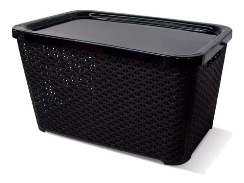 Canastos Organizador Plastico Apilable Rattan Grande + Tapa 