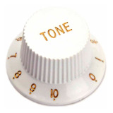 Knob Plástico Branco Gravação Tone Dourada Guitarra Strato