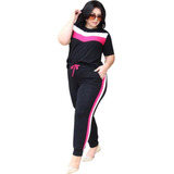 Conjunto Feminino Plus Size Blusa Calça Grande Jogger G2 Kit