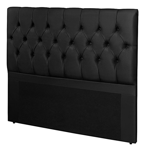 Cabeceira Estofada Cama Box Casal Milão 1,40cm Corino Preto