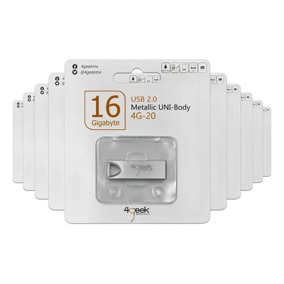 Kit 50 Memorias Usb 16gb Metálica 2.0 4geek Blister Color Plateado Liso | Meses sin interés
