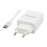 Cargador Philco 2.1 A Doble Usb C/cable Tipo C R2109 Blanco