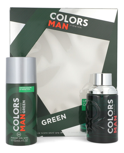 Set Benetton Colors Green 2pz 100ml Edt Spray