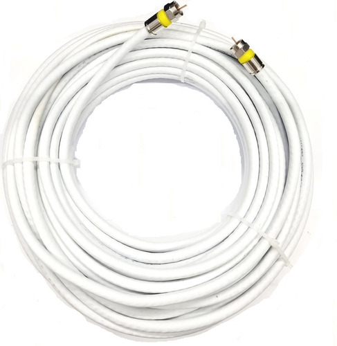 Cabo Coaxial Antena Rg6 Branco Para Tv 1 Metro Montado