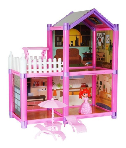 Casa De Muñecas 2 Niveles Incluye Muñeca Casita 70 Pcs