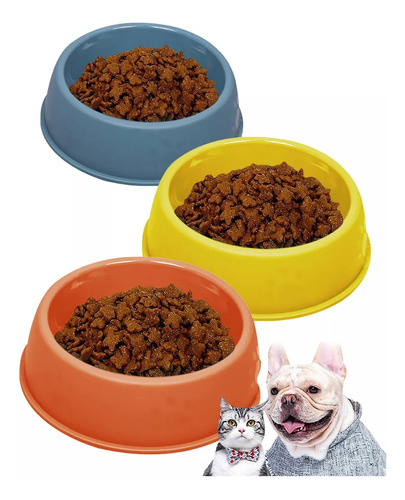 Set De 3 Plato Tazón Comedero Para Gato Perro Antideslizante