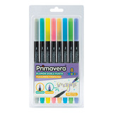 Plumones Punta Pincel Pastel Doble Punta 8 Colores