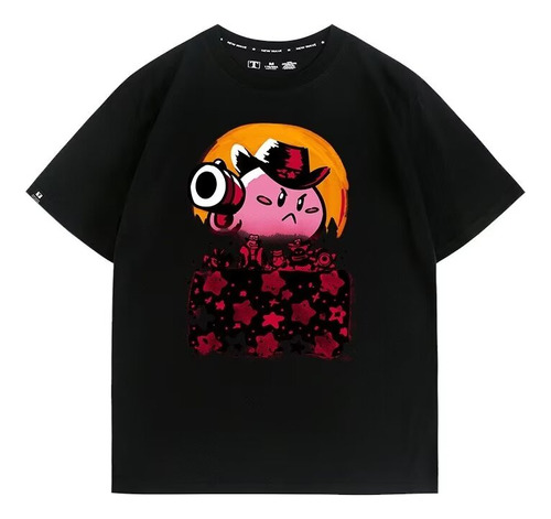 Camiseta De Manga Corta Creative Kirby Cos Cowboy Pistola