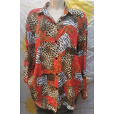  Camisa Animal Print Manga Longa Tam  46/48