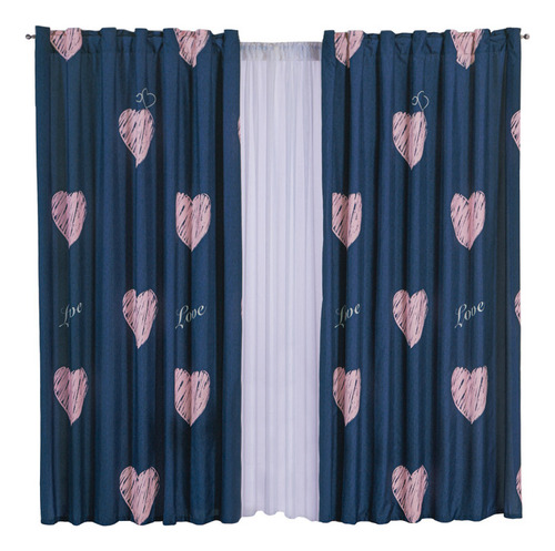 Cortina Decorativa Estampada Heart Colchas Concord