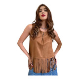 Blusa Regata Detalhada Feminina De Barra Franjada Suede 