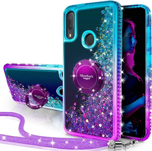 Funda Para Alcatel 3v (2019), Celeste/violeta/brillante