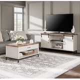 Mueble De Tv De 65p Y Mesa De Cafe Color Blanco Marca Wampat