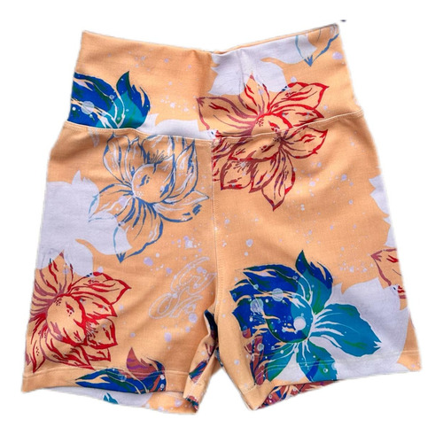 Calza- Short Estampado Naranja Deportivo - Fitness -yoga 