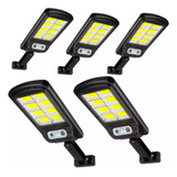 Kit 5 Luminárias Solar Refletor Poste Led 100w Potente Água