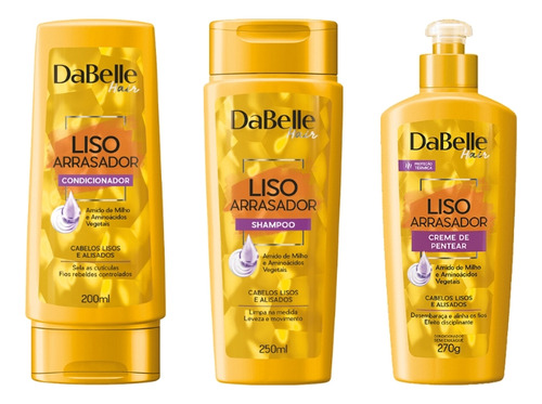 Kit Dabelle Liso Arrasador Shampoo+cond+creme Pentear