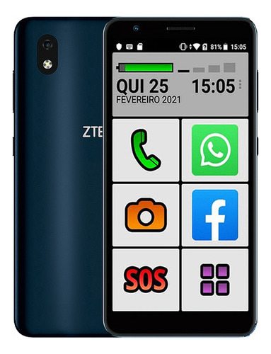 Smartphone Do Idoso 4g Zte 32gb Tela 5.45 Icones Grandes Sos