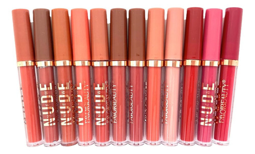 Set Caja 12 Labiales Nude Mate Huxia Larga Duración