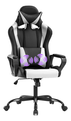 Silla De Oficina Para Videojuegos Con Brazos Y Apoyo Lumbar.