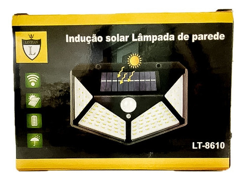 4 Luminárias Solar De Muro 100 Leds Solar Balizador Jardim 