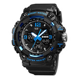 Reloj Militar Digital Burk 1742 Alarma Luz Cronometro ! Color De La Malla Azul