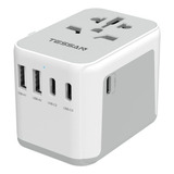 Adaptador De Viaje Universal, 3 Usb-c Y 2 Usb-a