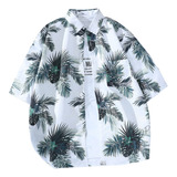 Camisa Manga Corta Hawaiana Hombre Con Estampado Moda Casual