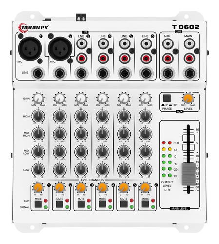 Mesa De Som Equalizador Taramps T 0602 6 Canais 2 Saídas