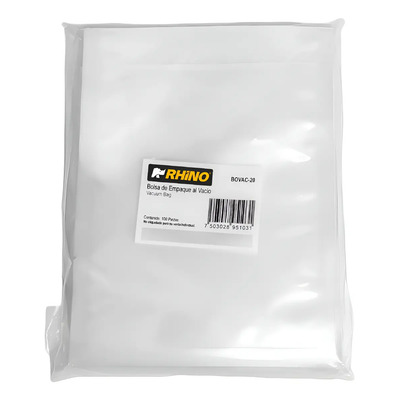 100 Bolsas Para Empaque Al Vacio 15x20 Bovac-20 Rhino Transparente