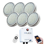 6 Luces Para Pileta Led Blanco+fuente+control Remoto+wifi