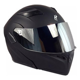 Casco Abatible Half Con Luz Trasera Recarcable Y Doble Visor