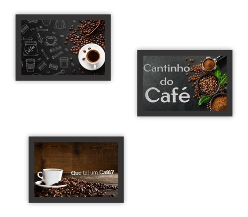 Quadro Decorativo Cantinho Do Café Coffee Com Moldura Decor