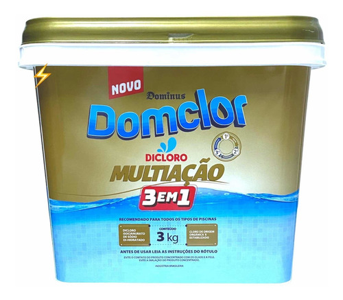 Cloro Domclor 3kg - Dicloro 3 Em 1 Multiação