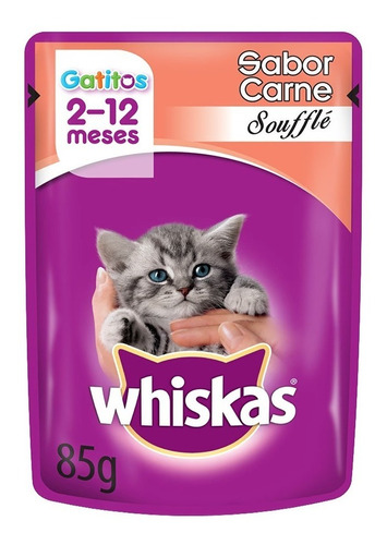 Alimento Whiskas Gatos Filhotes Para Gato De Temprana Edad Sabor Soufflé De Carne En Sobre De 85 g