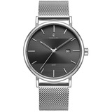 Relógio Masculino Prateado E Preto Minimalista Vanglore 40mm