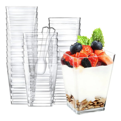 U Chef Set 100 Vasos De Plástico Transparentes Para Postres Color Transparente | Meses sin interés