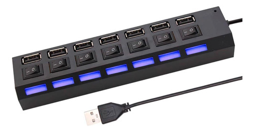 Hub Usb 2.0 7 Portas Com Interruptor Preto Compativel Pc Ps4