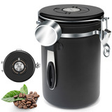 Sangkee Bote Para Café, Lata De Café Sellada Recipiente Grande Lata Hermética De Acero Inoxidable Con Indicador De Fecha Válvula Tetera Caja De Almacenamiento De Granos De Cocina With Spoon 1.8l